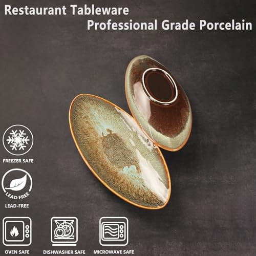 Ceramic Dinner Plates Set of 4, for Bread, Pasta, Salad, sushi - Microwave, Oven and Dishwasher Safe, Scratch, alternate view