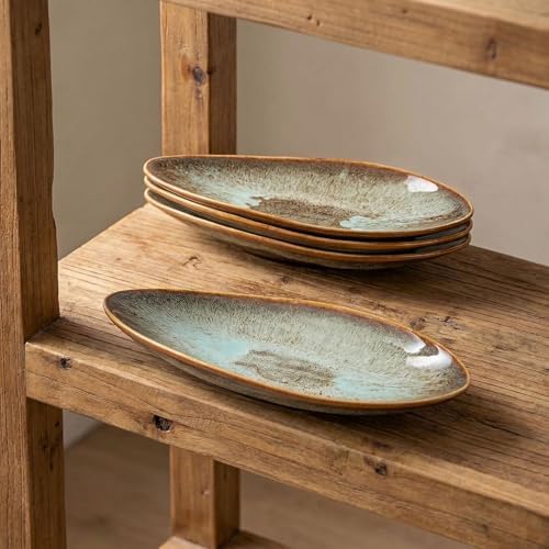 Ceramic Dinner Plates Set of 4, for Bread, Pasta, Salad, sushi - Microwave, Oven and Dishwasher Safe, Scratch, alternate view
