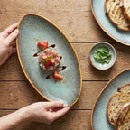 Ceramic Dinner Plates Set of 4, for Bread, Pasta, Salad, sushi - Microwave, Oven and Dishwasher Safe, Scratch, alternate view