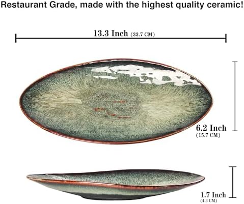 Ceramic Dinner Plates Set of 4, for Bread, Pasta, Salad, sushi - Microwave, Oven and Dishwasher Safe, Scratch, alternate view