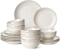 Ceramic Dinnerware Sets for 6, 18 Piece Plates and Bowls Sets, Reactive Glaze Dishes Set for Kitchen, Oven &