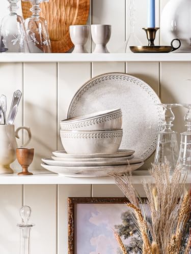 Ceramic Dinnerware Sets for 6, 18 Piece Plates and Bowls Sets, Reactive Glaze Dishes Set for Kitchen, Oven &, alternate view
