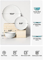 Ceramic Dishes Set for 4, 12 Piece Plates and Bowls Sets, Embossed Kitchen Dinnerware Sets, Chip Resistant, alternate view 6