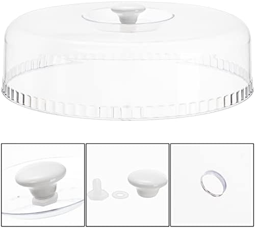 Ceramic Divided Serving Dishes Platter with Clear Lid, 11 Inch Bamboo Appetizer Tray with Handles 5 Removable, alternate view