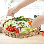 Ceramic Divided Serving Dishes, Porcelain Relish Tray, Party Appetizer Platter, 6 Removable Snack Bowls with, alternate view