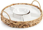 Ceramic Divided Serving Dishes, Porcelain Relish Tray, Party Appetizer Platter, 6 Removable Snack Bowls with, alternate view