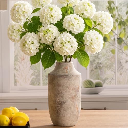 Ceramic Flower Vase, 12.5 inch Tall Off-White Vase, Large Decorative Terracotta Vases, Farmhouse Rustic Pottery