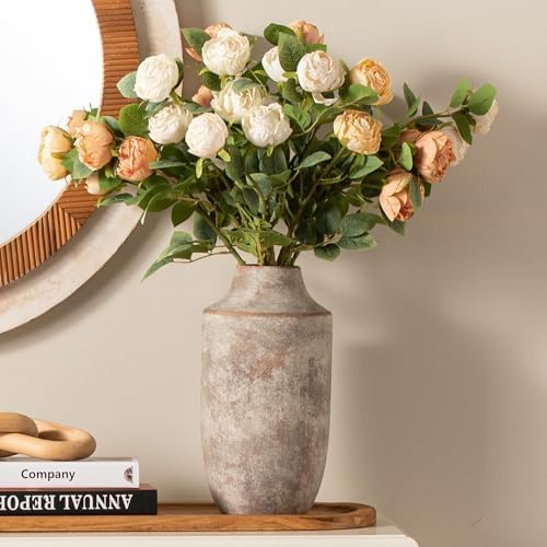 Ceramic Flower Vase, 12.5 inch Tall Off-White Vase, Large Decorative Terracotta Vases, Farmhouse Rustic Pottery, alternate