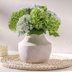 Ceramic Flower Vase, 5.3 inch Off-White Farmhouse Rustic Vase, Handcrafted Weathered Pottery Vases, Small Flower