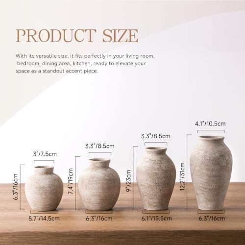 Ceramic Flower Vase Home Decor - Large Tall Farmhouse Table Vases Rustic Vintage Living Room Kitchen Bedroom, alternate view