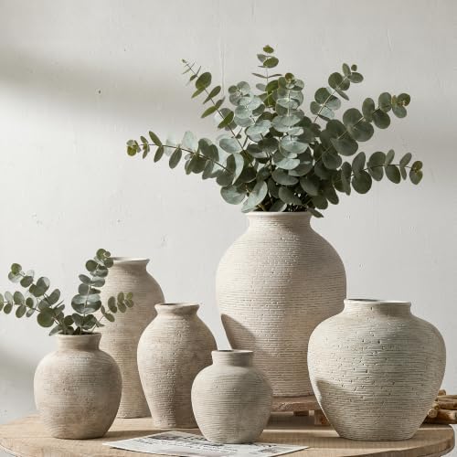 Ceramic Flower Vase Home Decor - Large Tall Farmhouse Table Vases Rustic Vintage Living Room Kitchen Bedroom, alternate view