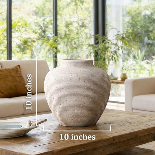 Ceramic Flower Vase Home Decor - Large Tall Farmhouse Table Vases Rustic Vintage Living Room Kitchen Bedroom, alternate view