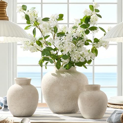 Ceramic Flower Vase Home Decor - Large Tall Farmhouse Table Vases Rustic Vintage Living Room Kitchen Bedroom, alternate view
