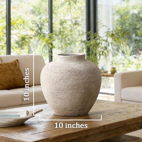 Ceramic Flower Vase Home Decor - Large Tall Farmhouse Table Vases Rustic Vintage Living Room Kitchen Bedroom, alternate view