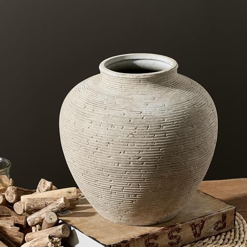 Ceramic Flower Vase Home Decor - Large Tall Farmhouse Table Vases Rustic Vintage Living Room Kitchen Bedroom, alternate view