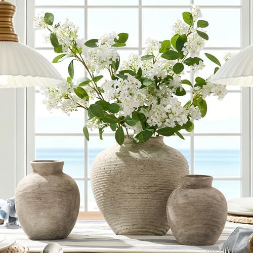 Ceramic Flower Vase Home Decor - Large Tall Farmhouse Table Vases Rustic Vintage Living Room Kitchen Bedroom, alternate view