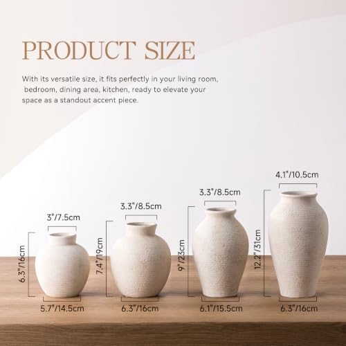 Ceramic Flower Vase Home Decor - Small Farmhouse Table Vases Rustic Vintage Living Room Kitchen Bedroom, alternate view 2