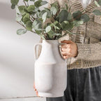 Ceramic Flower Vase with Handles, 11 inch Tall Off-White Vase, Large Decorative Terracotta Vases, Farmhouse, alternate view 3