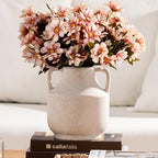Ceramic Flower Vase with Handles, 8 inch Tall Off-White Vase, Decorative Terracotta Vases, Farmhouse Rustic