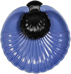 Ceramic Large Divided Chip & Dip Serving Platter, Shell Design Tray - Blue in 11 in in Blue