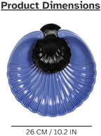 Ceramic Large Divided Chip & Dip Serving Platter, Shell Design Tray - Blue in 11 in in Blue, alternate view 3