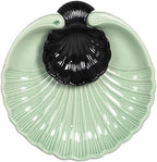 Ceramic Large Divided Chip & Dip Serving Platter, Shell Design Tray-Green in 11 in in Green