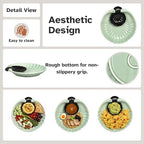 Ceramic Large Divided Chip & Dip Serving Platter, Shell Design Tray-Green in 11 in in Green, alternate view 5