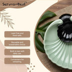 Ceramic Large Divided Chip & Dip Serving Platter, Shell Design Tray-Green in 11 in in Green, alternate view 6