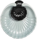 Ceramic Large Divided Chip & Dip Serving Platter, Shell Design Tray-Grey in 11 in in Gray