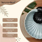 Ceramic Large Divided Chip & Dip Serving Platter, Shell Design Tray-Grey in 11 in in Gray, alternate view 6