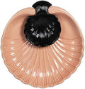 Ceramic Large Divided Chip & Dip Serving Platter, Shell Design Tray-Orange in 11 in in Orange