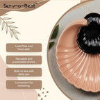 Ceramic Large Divided Chip & Dip Serving Platter, Shell Design Tray-Orange in 11 in in Orange, alternate view 6