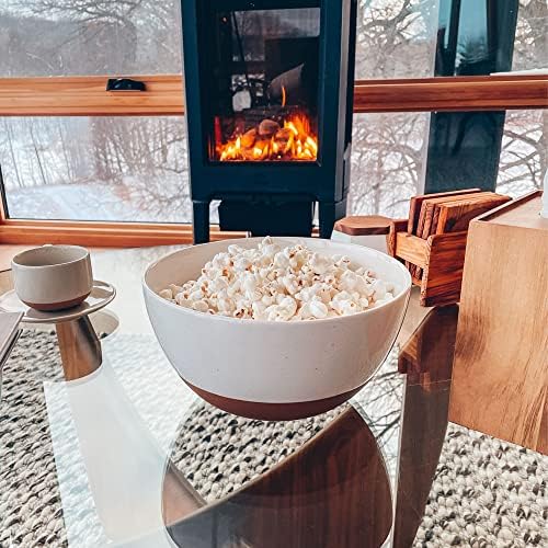 Ceramic Large Mixing Bowls - Set of 2 Nesting Bowls for Cooking, Serving, Popcorn, Salad etc - Microwavable, alternate view 2