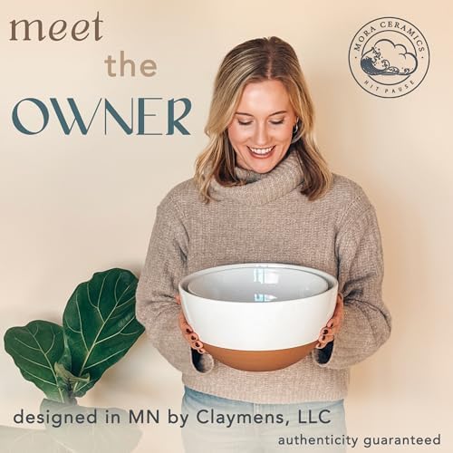 Ceramic Large Mixing Bowls - Set of 2 Nesting Bowls for Cooking, Serving, Popcorn, Salad etc - Microwavable, alternate view 5