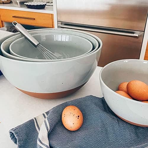 Ceramic Large Mixing Bowls - Set of 2 Nesting Bowls for Cooking, Serving, Popcorn, Salad etc - Microwavable, alternate view 6