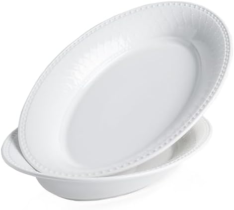 Ceramic Large Serving Bowls, Oval Serving Platters for Entertaining, 13" Porcelain Serving Dishes for Dinner