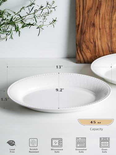 Ceramic Large Serving Bowls, Oval Serving Platters for Entertaining, 13" Porcelain Serving Dishes for Dinner, alternate view