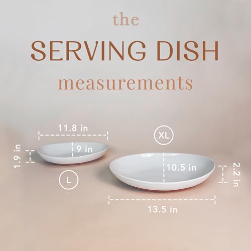 Ceramic Large Serving Bowls- Set of 2 Oval Platters for Entertaining. Modern Kitchen Dishes for Dinner, Fruit, alternate view