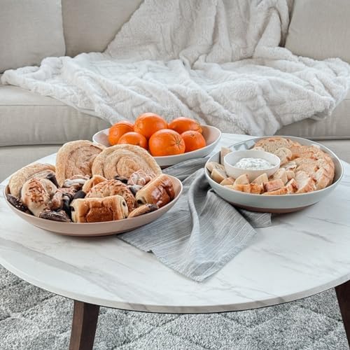 Ceramic Large Serving Bowls- Set of 2 Oval Platters for Entertaining. Modern Kitchen Dishes for Dinner, Fruit, alternate view