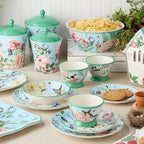 Ceramic Oval Platter - 14" x 10" Large Decorative Serving Dish with Pastel Floral, Butterfly, and Bird Patterns, alternate
