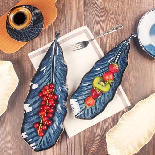 Ceramic Platter Olives Plate Set of 2, Large Serving Trays Salad, Appetizer, Cheese, charcuterie, Biscuits and, alternate