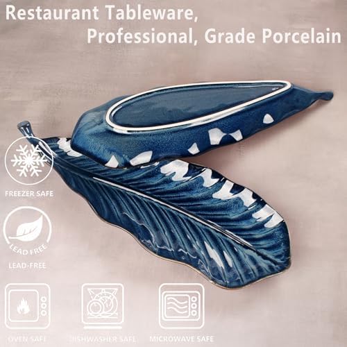 Ceramic Platter Olives Plate Set of 2, Large Serving Trays Salad, Appetizer, Cheese, charcuterie, Biscuits and, alternate