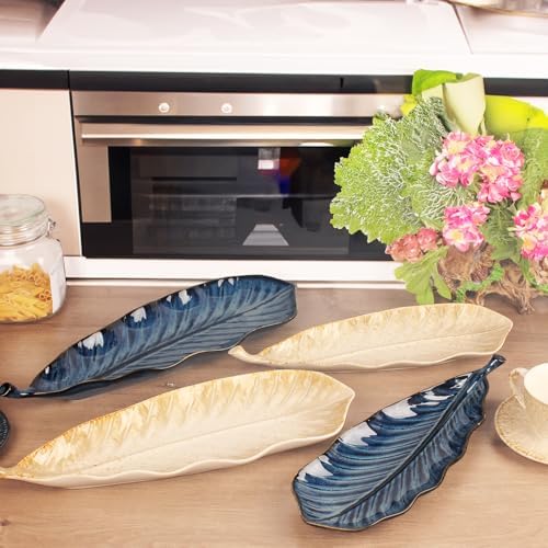 Ceramic Platter Olives Plate Set of 2, Large Serving Trays Salad, Appetizer, Cheese, charcuterie, Biscuits and, alternate