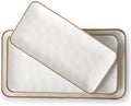 Ceramic Rectangle Serving Platter with Brown Rim: 15.6/14.1/12.6 Inch Large Serving Dishes for Entertaining