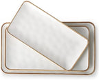 Ceramic Rectangle Serving Platter with Brown Rim: 15.6/14.1/12.6 Inch Large Serving Dishes for Entertaining