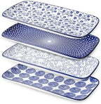 Ceramic Rectangular Salad Plates Set, Dinner Plate 9.4 Inch Dessert Plates for Party Entertaining, Small Serving