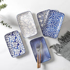 Ceramic Rectangular Salad Plates Set, Dinner Plate 9.4 Inch Dessert Plates for Party Entertaining, Small Serving, alternate