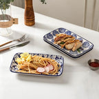 Ceramic Rectangular Salad Plates Set, Dinner Plate 9.4 Inch Dessert Plates for Party Entertaining, Small Serving, alternate