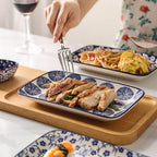 Ceramic Rectangular Salad Plates Set, Dinner Plate 9.4 Inch Dessert Plates for Party Entertaining, Small Serving, alternate