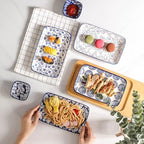 Ceramic Rectangular Salad Plates Set, Dinner Plate 9.4 Inch Dessert Plates for Party Entertaining, Small Serving, alternate